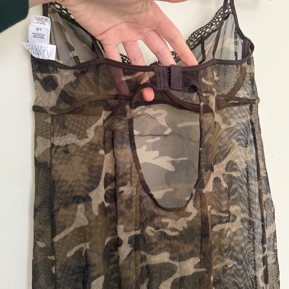 VINTAGE y2k La SENZA camo mesh babydoll lace lingerie slip - Picture 8 of 9